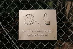 “Through the Codes it All Unfolds”, Public Intervention, Metal plaque, 11”x 13,” 2010