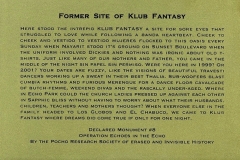 “Klub Fantasy”, plaque from "Echoes in the Echo" Silkscreen on Sheet metal, 7” x 12”, 2007